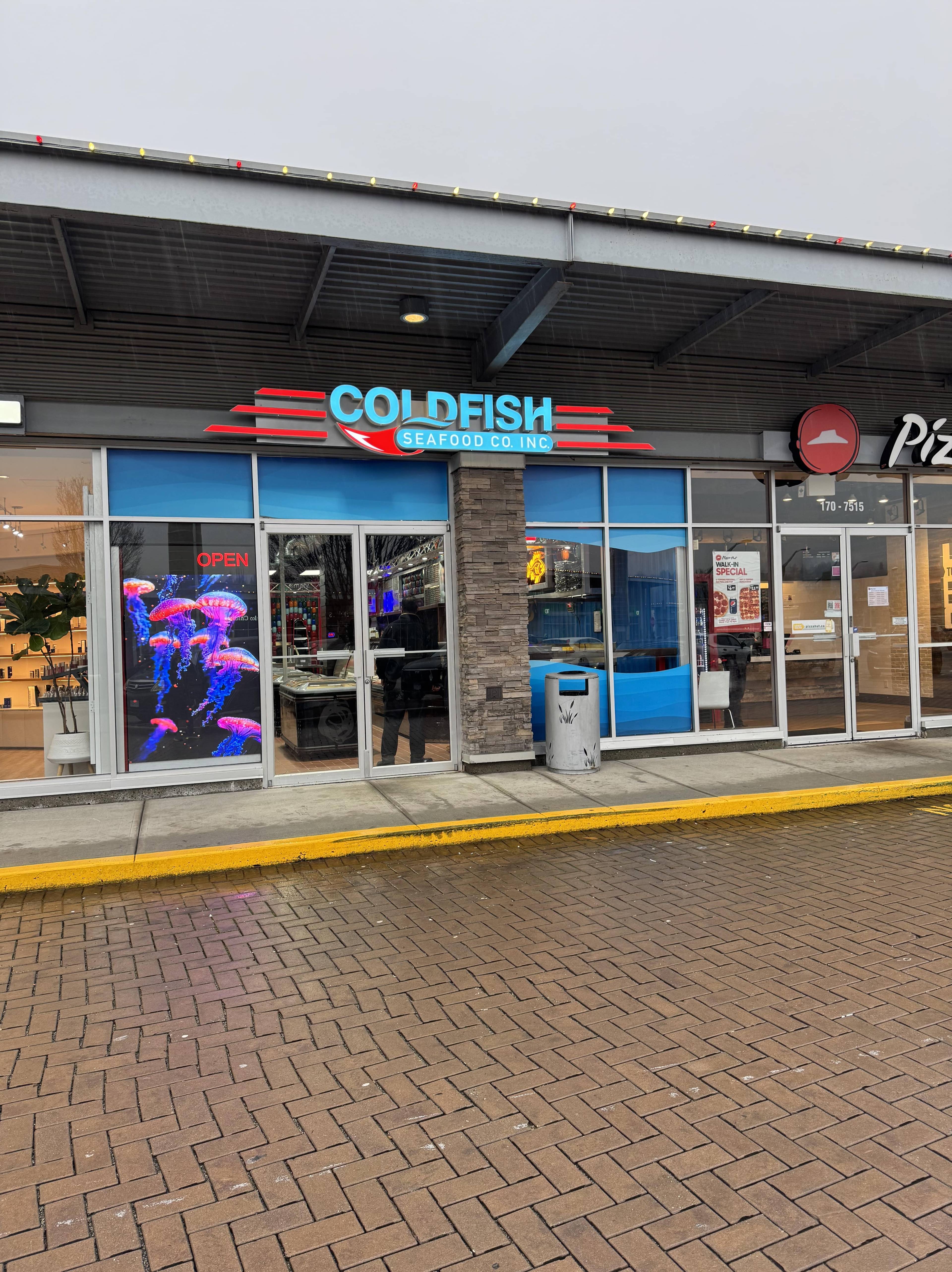 Fresh salmon filets on display